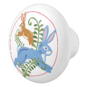 Whimsical konijn folk rustieke kinderkamer kind keramische knop (Rechts)