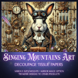 Whimsical Konijn Gothic Steampunk Decoupage Tissuepapier
