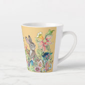 Whimsical Konijn Goud Chinoiserie Bloemenkonijn Latte Mok (Rechts)