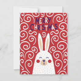 Whimsical Konijn Kerstkaart