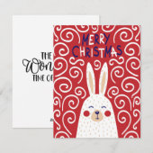 Whimsical Konijn Kerstkaart (Voorkant / Achterkant)