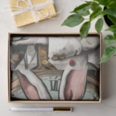 Whimsical Konijn met Klok Decoupage Tissue Paper Tissuepapier (Geschenk)