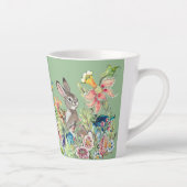 Whimsical Konijn Mint Groene Chinoiserie Bloemen Latte Mok (Rechts)