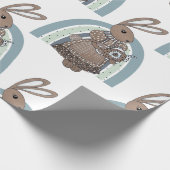 Whimsical konijn theepot regenboog cadeaupapier (Hoek)