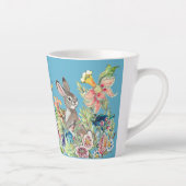 Whimsical Konijn Turquoise Chinoiserie Floral Latte Mok (Rechts)