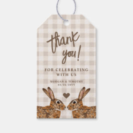 Whimsical Konijnen Paar in Verliefdheid Trouw Beda Cadeaulabel