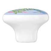 Whimsical Konijnenkonijn Folk Rustieke Kwekerij Bl Keramische Knop (Zijkant)