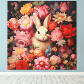 Whimsical  konijnenveer bloeit canvas afdruk (Insitu (Houten vloer))
