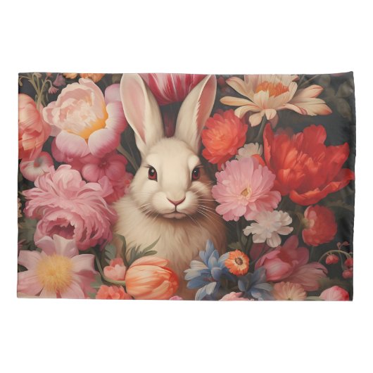 Whimsical konijnenveer bloeit kussensloop (Achterkant)