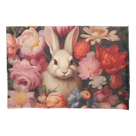 Whimsical konijnenveer bloeit kussensloop (Voorkant)