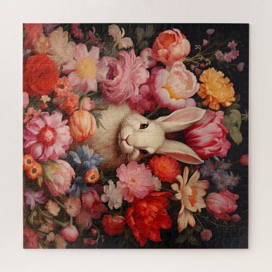 Whimsical konijnenveer bloeit legpuzzel (Horizontaal)