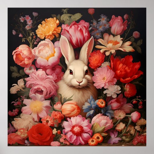 Whimsical  konijnenveer bloeit poster (Voorkant)