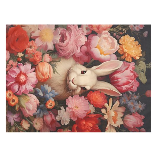 Whimsical konijnenveer bloeit tafelkleed (Voorkant (Horizontaal))