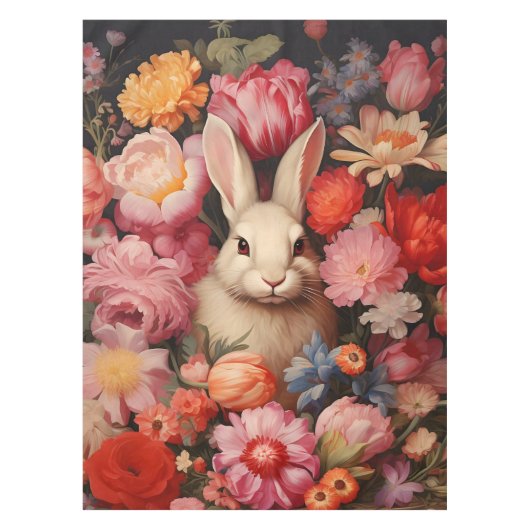 Whimsical konijnenveer bloeit tafelkleed (Voorkant)