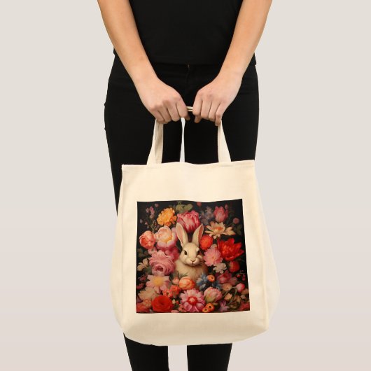 Whimsical  konijnenveer bloeit tote bag (Voorkant (product))