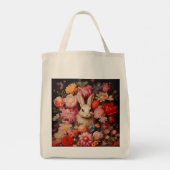 Whimsical  konijnenveer bloeit tote bag (Achterkant)
