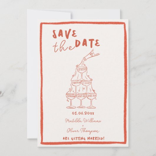 Whimsical Koper Save The Date Uitnodiging (Voorkant)