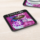 Whimsical Kopje Koffie Abstract Schilderen Paarse Bier Onderzetter (Linkerzijde)