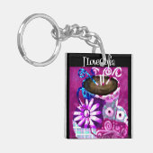 Whimsical Kopje Koffie Abstract Schilderen Paarse Sleutelhanger (Voorkant Links)