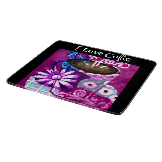 Whimsical Kopje Koffie Abstract Schilderen Paarse Snijplank (Hoek)