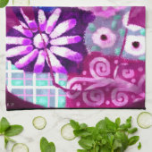 Whimsical Kopje Koffie Abstract Schilderen Paarse Theedoek (Gevouwen)