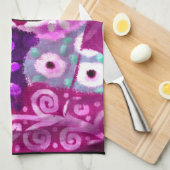 Whimsical Kopje Koffie Abstract Schilderen Paarse Theedoek (Quarter Fold)