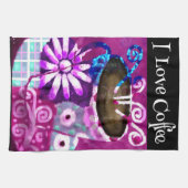 Whimsical Kopje Koffie Abstract Schilderen Paarse Theedoek (Horizontaal)