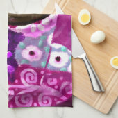 Whimsical Kopje Koffie Abstract Schilderen Paarse Theedoek (Quarter Fold)