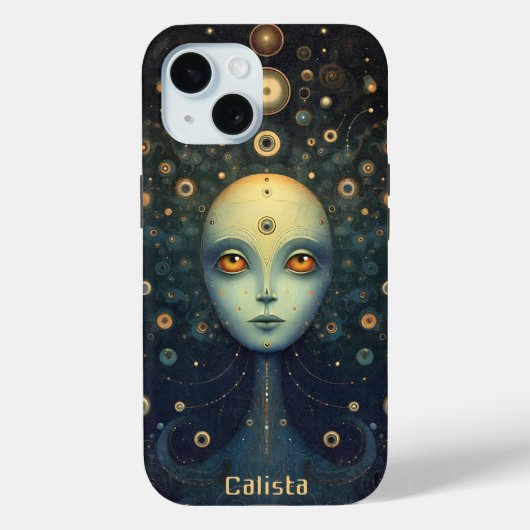 Whimsical kosmische buitenaardse gepersonaliseerde Case-Mate iPhone case (Achterkant)