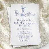 Whimsical krabbel Doodle Hand getrokken Vrijgezell Kaart