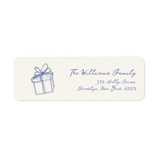 Whimsical Krabbel Kerst Retouradres Etiket (Voorkant)