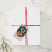 Whimsical Krans Deer Kerstmis Cadeaulabel (Met Touw)