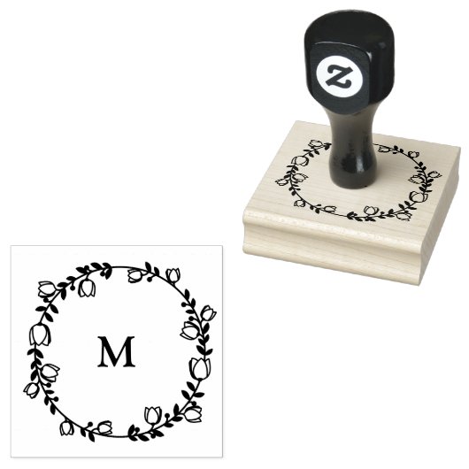 Whimsical krans monogram stempel (Gestempeld)