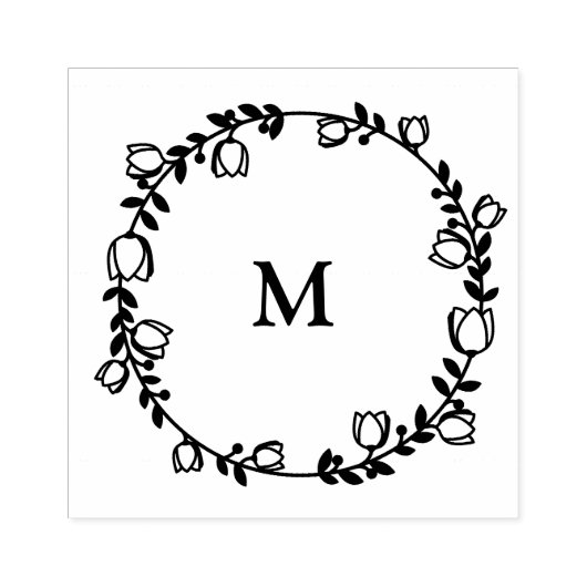 Whimsical krans monogram stempel (Afrduk)