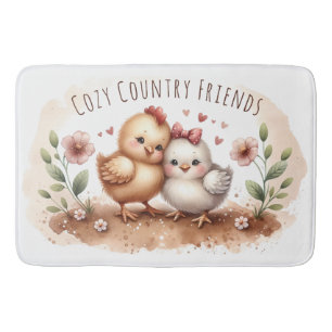 Whimsical Kuiken Duo Cottagecore Waterverf Badmat