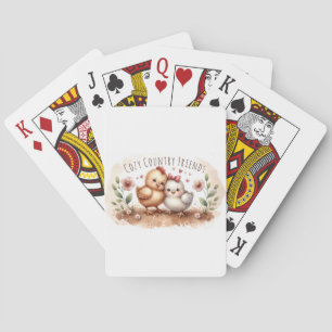 Whimsical Kuiken Duo Cottagecore Waterverf Pokerkaarten