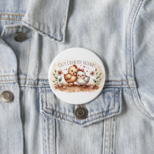 Whimsical Kuiken Duo Cottagecore Waterverf Ronde Button 7,6 Cm