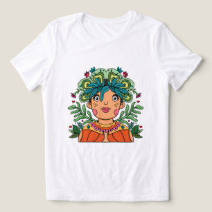 Whimsical Kunst Meisje met Bloemen Kroon Tri-Blend Shirt