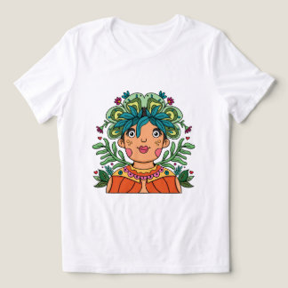 Whimsical Kunst Meisje met Bloemen Kroon Tri-Blend Shirt
