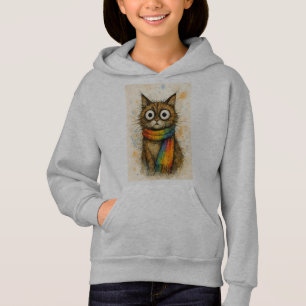 Whimsical Kunstzinnige Kattenmeisjes Hoodie - Leuk