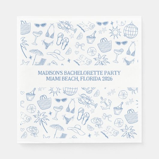 Whimsical Laatste Toast Aan De Kust Blauw Servet (Voorkant)