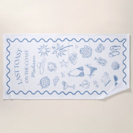 Whimsical Laatste Toast Aan De Kust Blauw Strandlaken