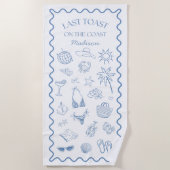 Whimsical Laatste Toast Aan De Kust Blauw Strandlaken (Voorkant)
