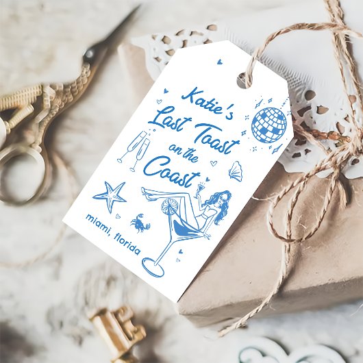 Whimsical Laatste Toast Coast Beach Bachelorette Cadeaulabel