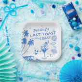 Whimsical Laatste Toast Coast Beach Bachelorette Papieren Bordje (Feest)