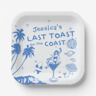 Whimsical Laatste Toast Coast Beach Bachelorette Papieren Bordje