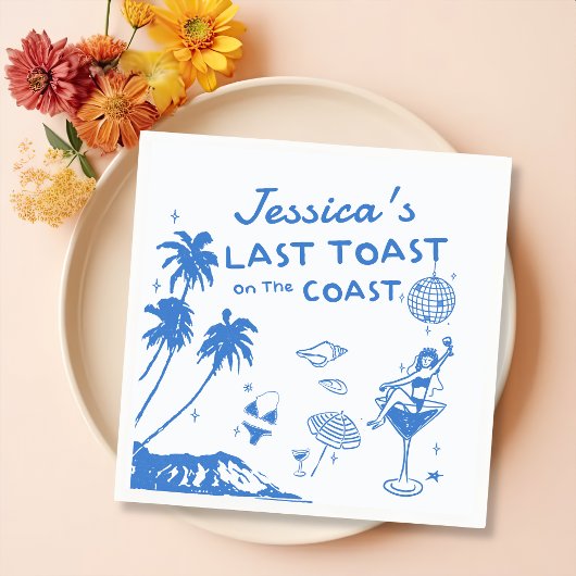 Whimsical Laatste Toast Coast Beach Bachelorette Servet