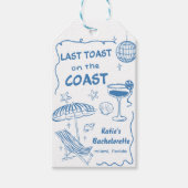 Whimsical Laatste Toast Coast Beach Blauw Bachelor Cadeaulabel (Voorkant)