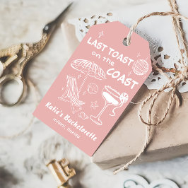 Whimsical laatste toast kust roze vrijgezelle cadeaulabel