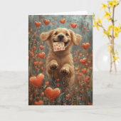 Whimsical Labrador Retriever in Hartbloem Kaart (Gele Bloem)